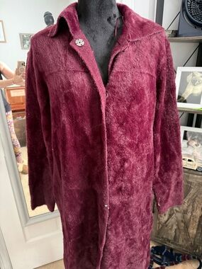 Cyrus Burgundy Plush Long Cardigan